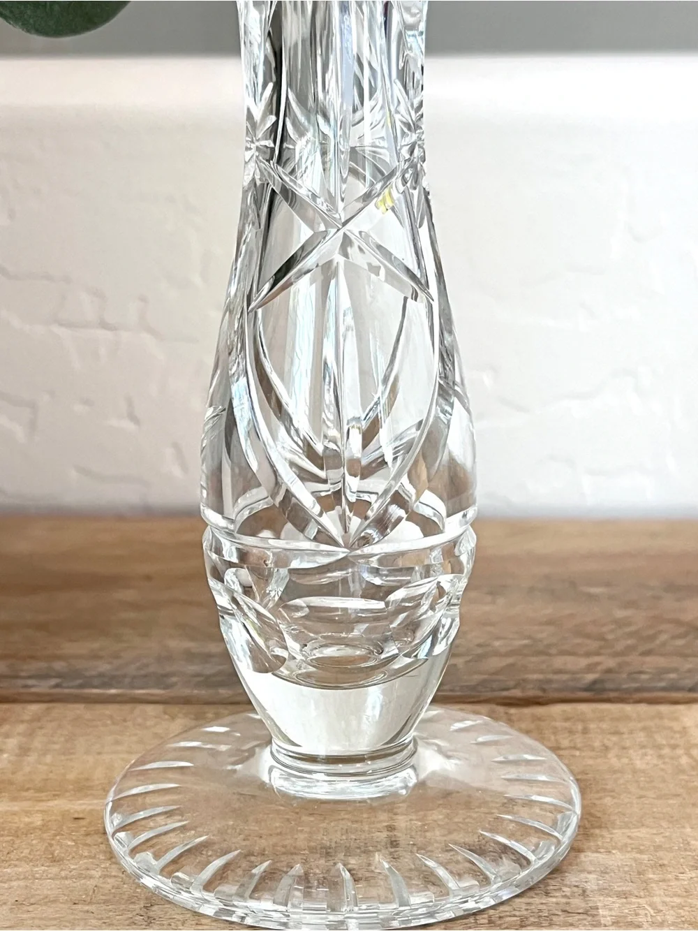 Vintage Hand Cut Lead Crystal Bud Vase Flared Pinwheel 8”